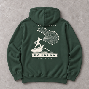 Romblon Netcaster Hoodie in Alpine Green, back flat