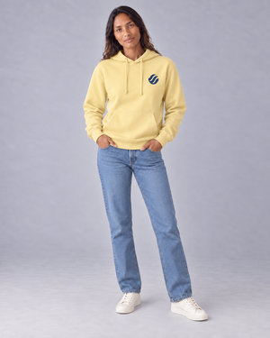 Zamboanga Vinta Hoodie in Light Yellow, front on model