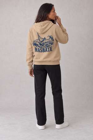 Masbate Passage Hoodie in Sand, model back