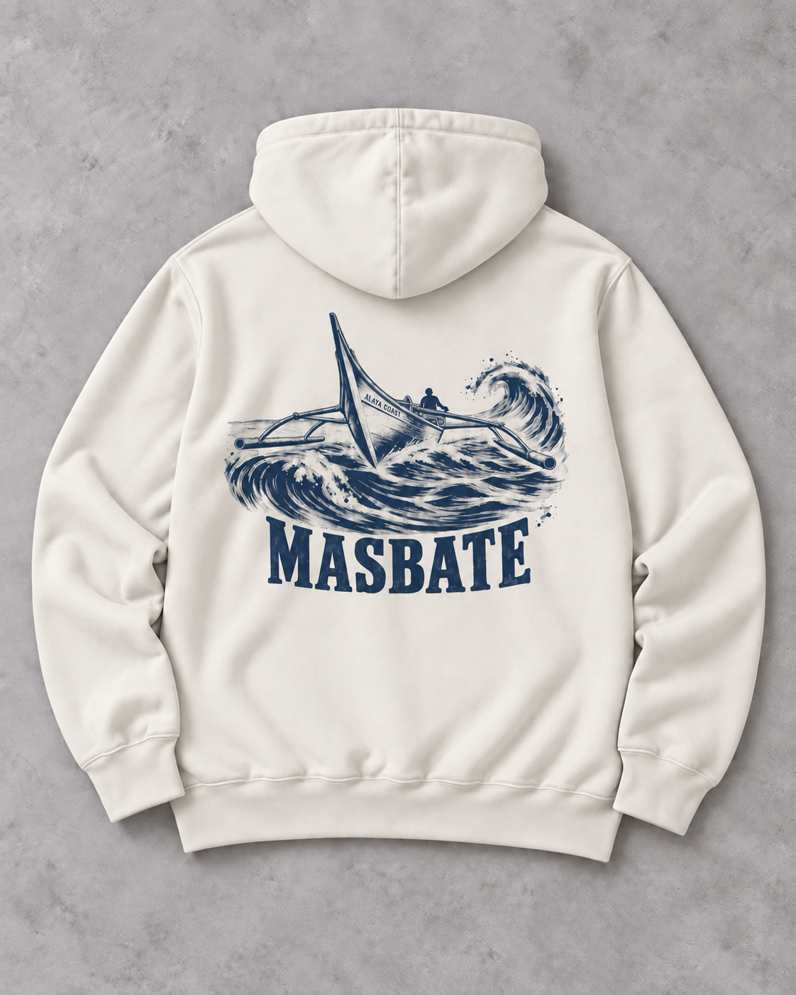 Masbate Passage Hoodie in Ivory, flat back