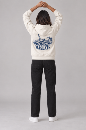 Masbate Passage Hoodie in Ivory, model back