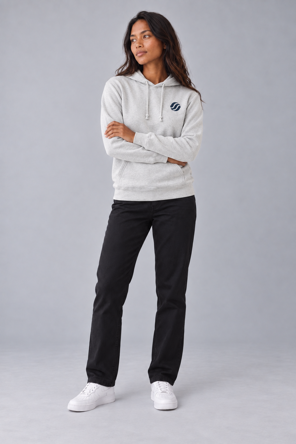 Masbate Passage Hoodie in Mist, model front