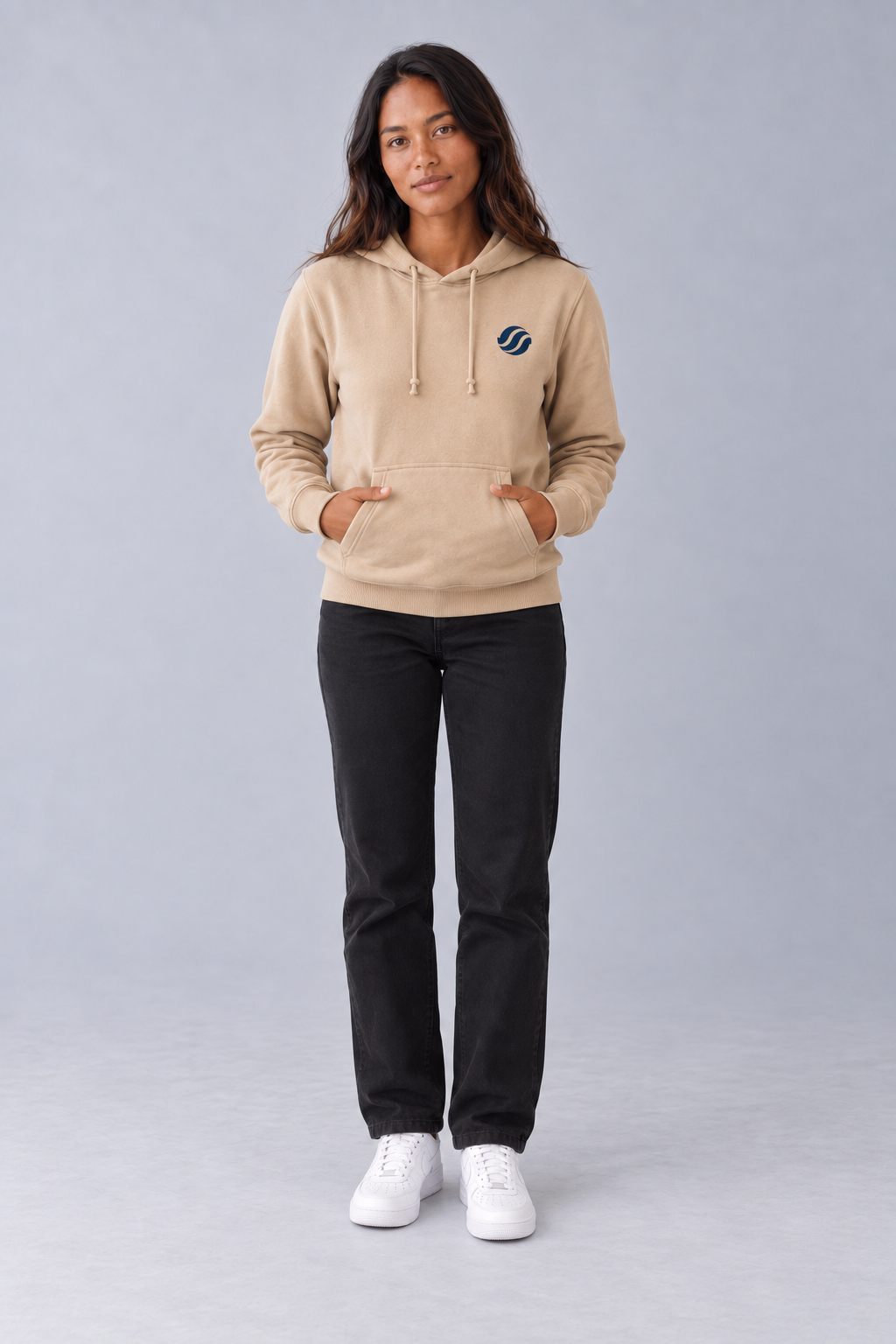 Masbate Passage Hoodie in Sand, model front