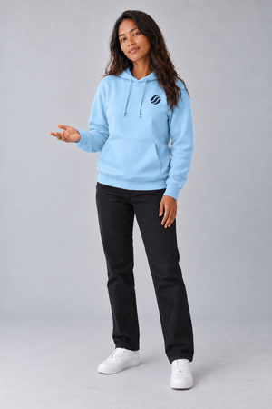 Masbate Passage Hoodie in Tide Blue, model front