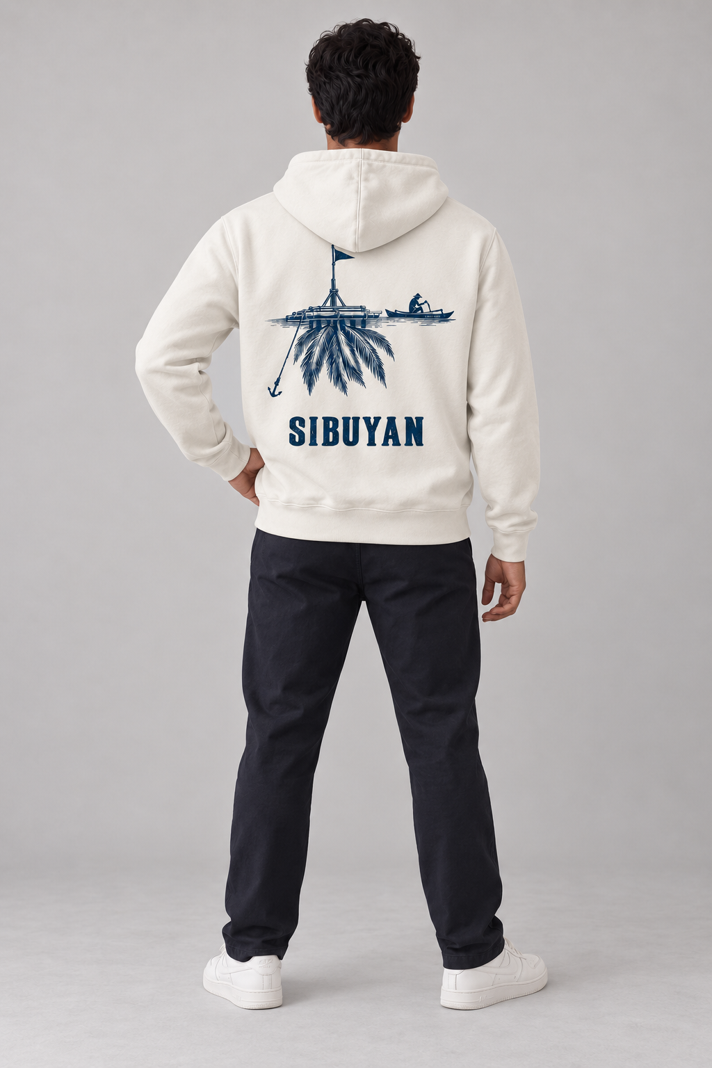 Sibuyan Payao Hoodie in Ivory, model back
