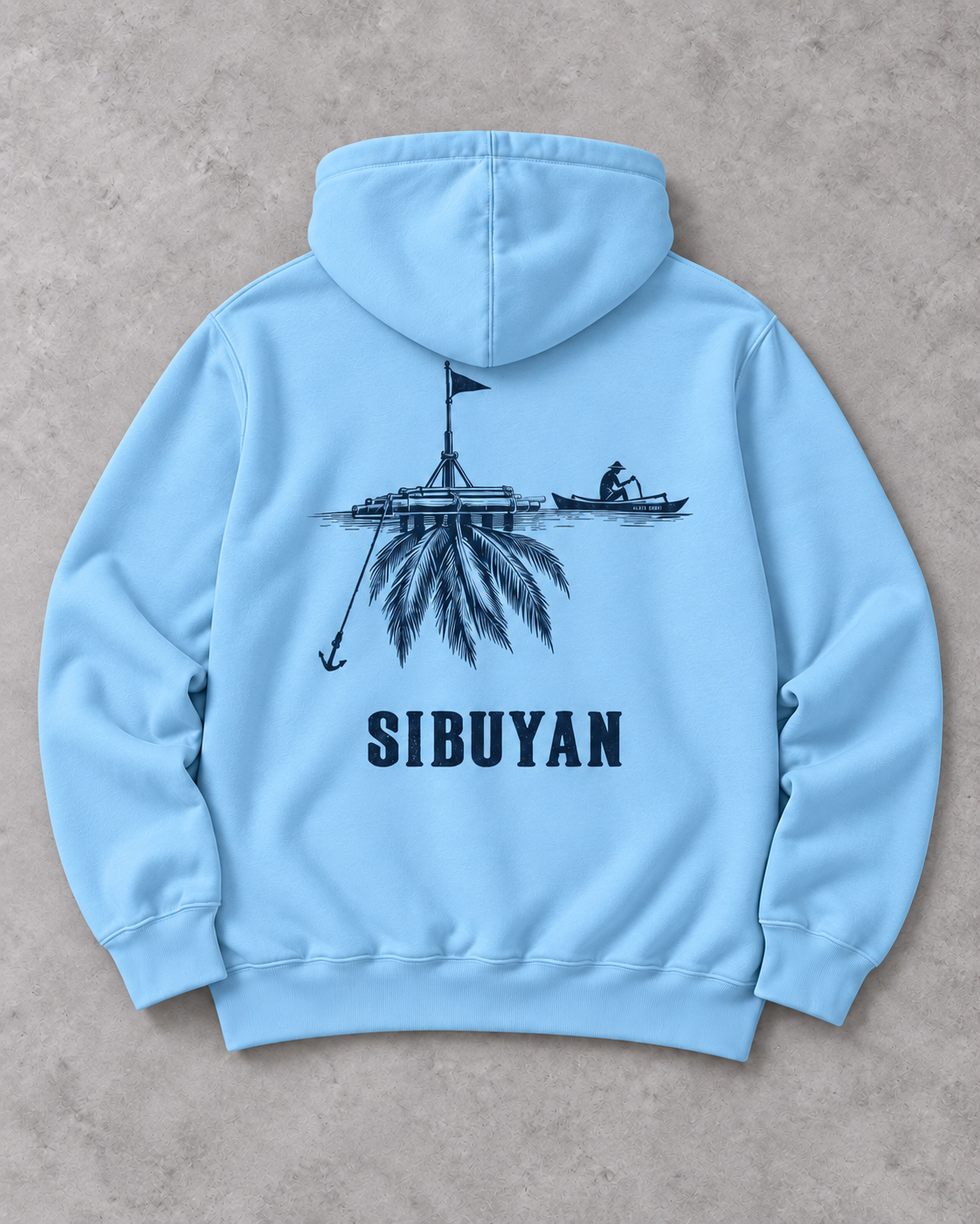 Sibuyan Payao Hoodie in Tide Blue, flat back