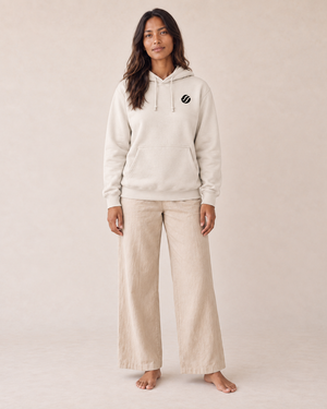 Babuyan Humpback Hoodie in Bone, front view on model