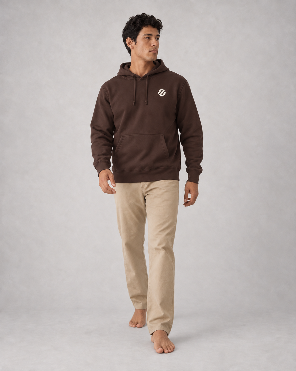 Balabac Sea Eagle Hoodie in Brown, front view on model