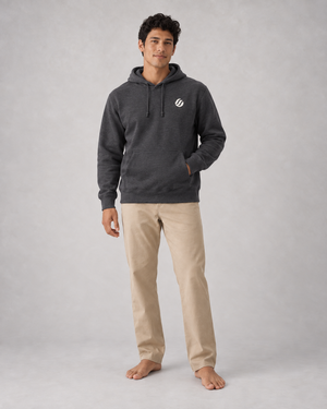 Balabac Sea Eagle Hoodie in Charcoal Heather, front view on model
